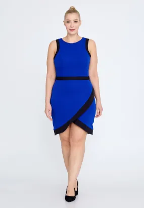 Royal Blue/Black Bodycon fitted Sleeveless Dress