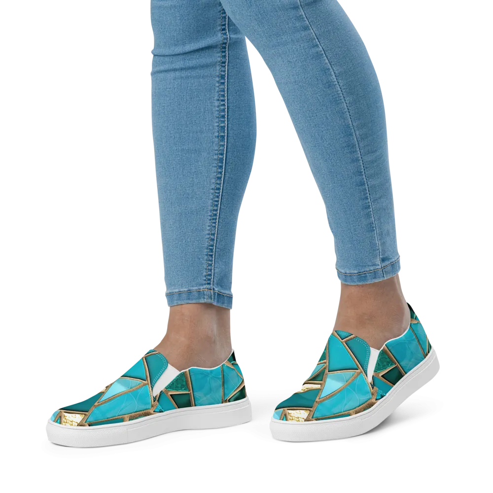 Sea Glass Beach Slip On Shoes For Women Bright Boho Sneakers