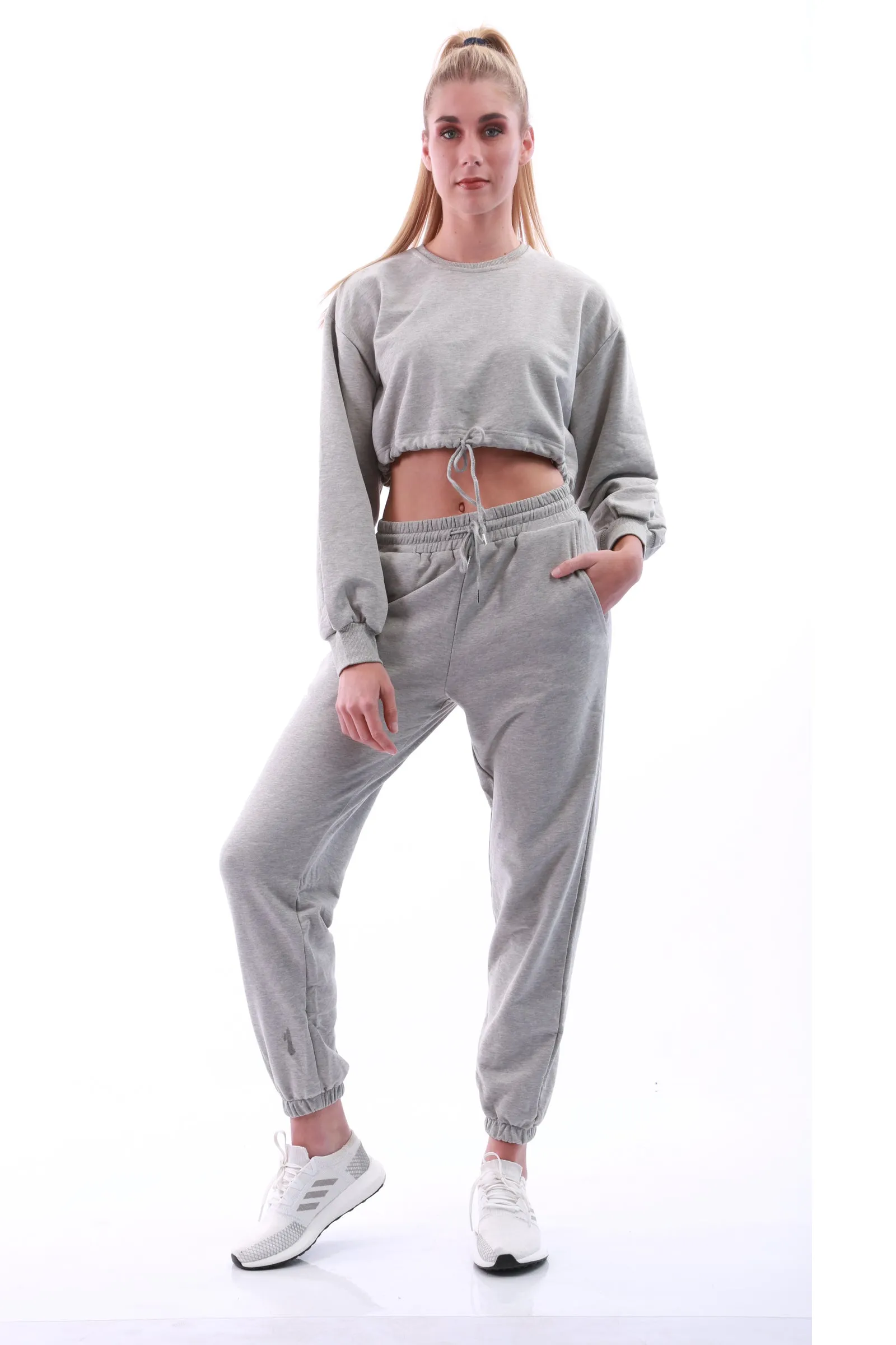 Shapewear Loose fit Jogger set (including crop top) - Grey