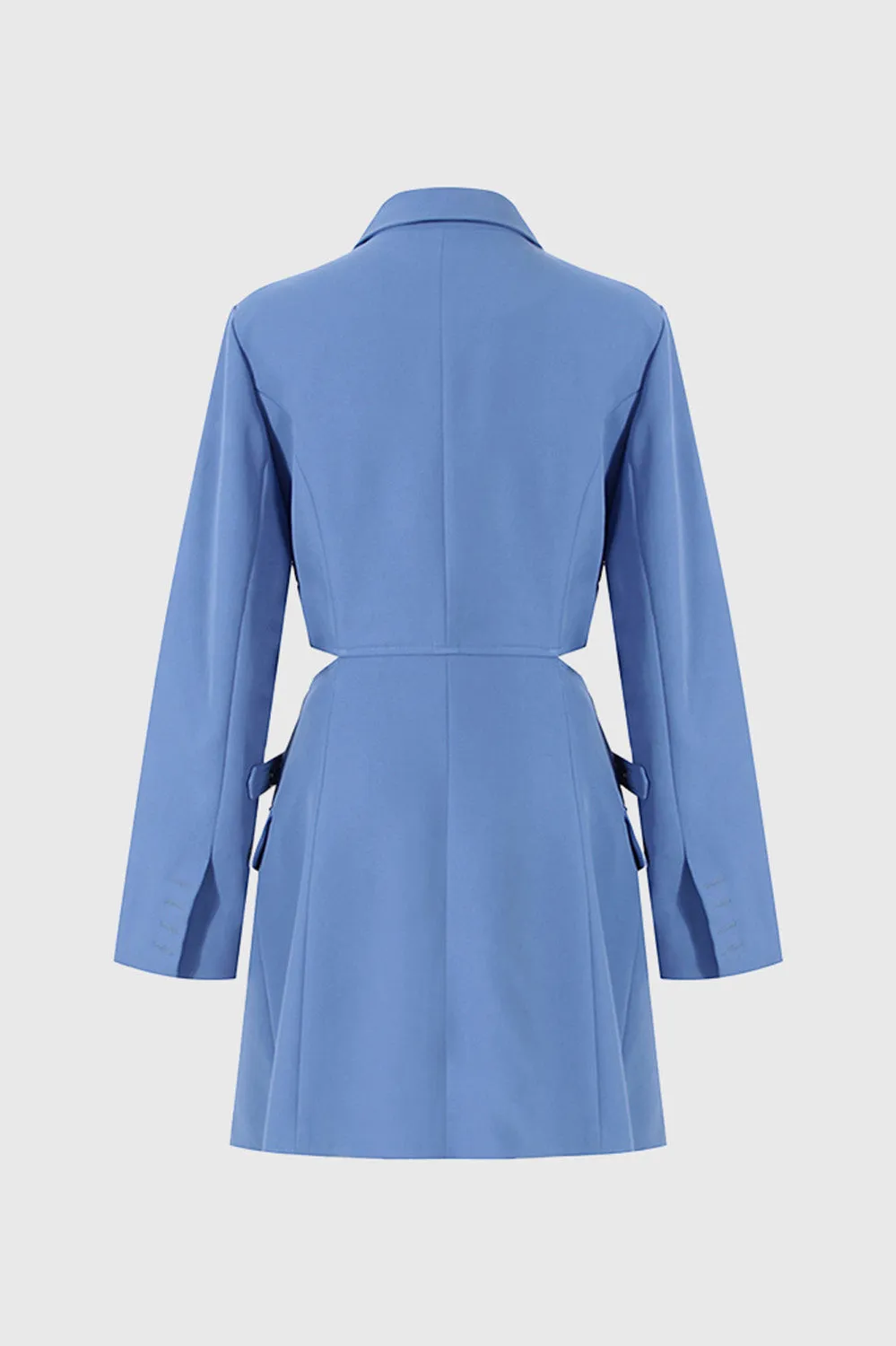 Short Blazer Dress with Belts - Blue