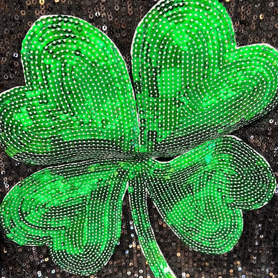 Short Sleeve Sequins Shamrock Shirt