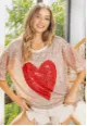 Short Sleeve Sequins Valentine Heart Shirt