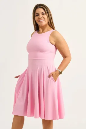 Silky Reversible Comfort Crop Midi Dress W/ Pockets - Pastel Pink