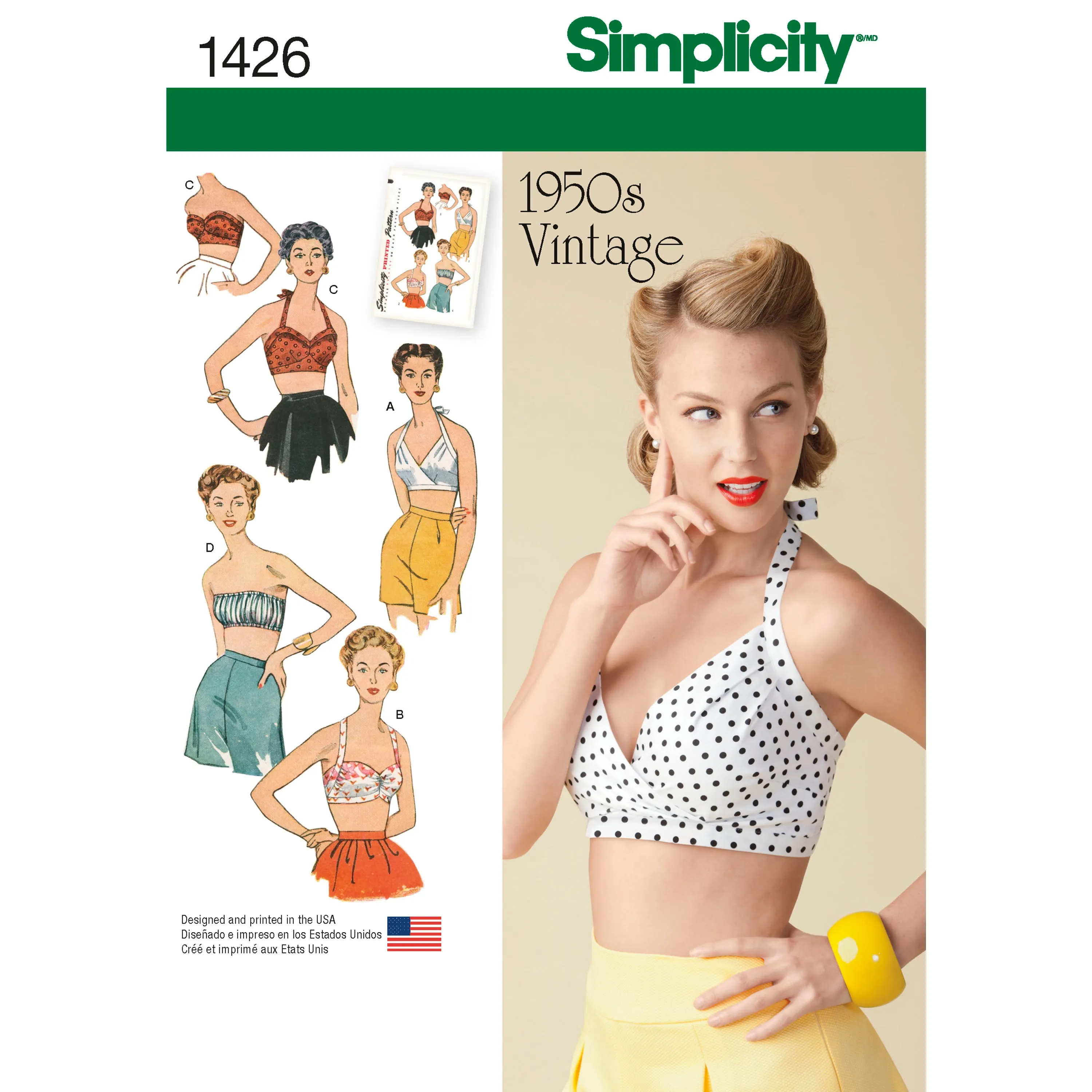 Simplicity Sewing Pattern 1426 Misses’ Vintage 1950’s Bra Tops