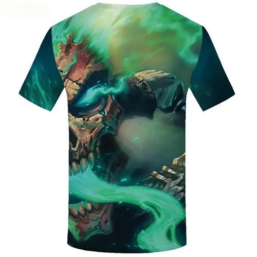 Skull T shirts Men War Tshirts Casual Green Tshirt Anime Space Tshirts Cool Short Sleeve Fashion Men women Tops Slim Sport