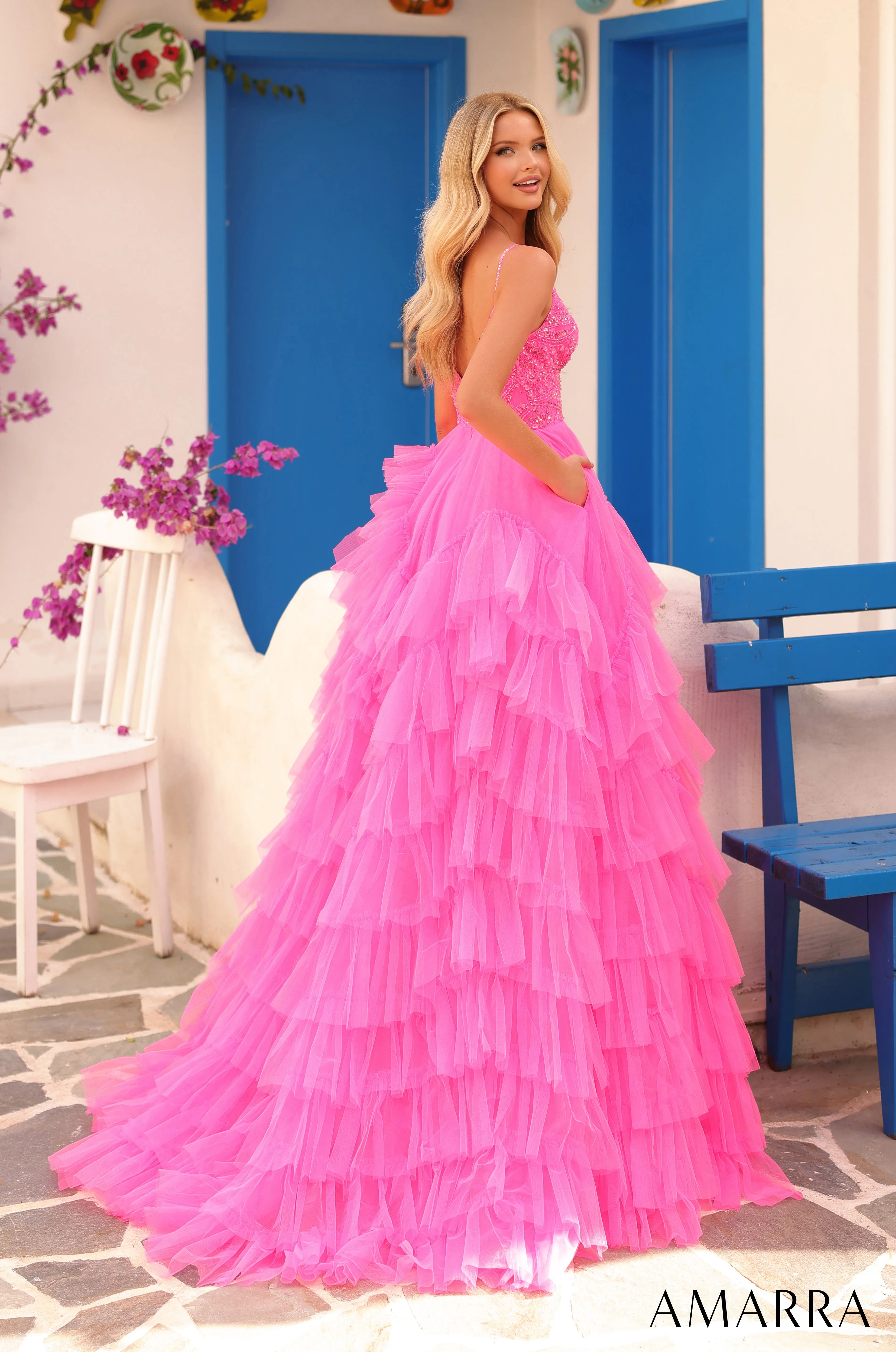 Sleeveless A-line Ruffled Gown by Amarra 88296