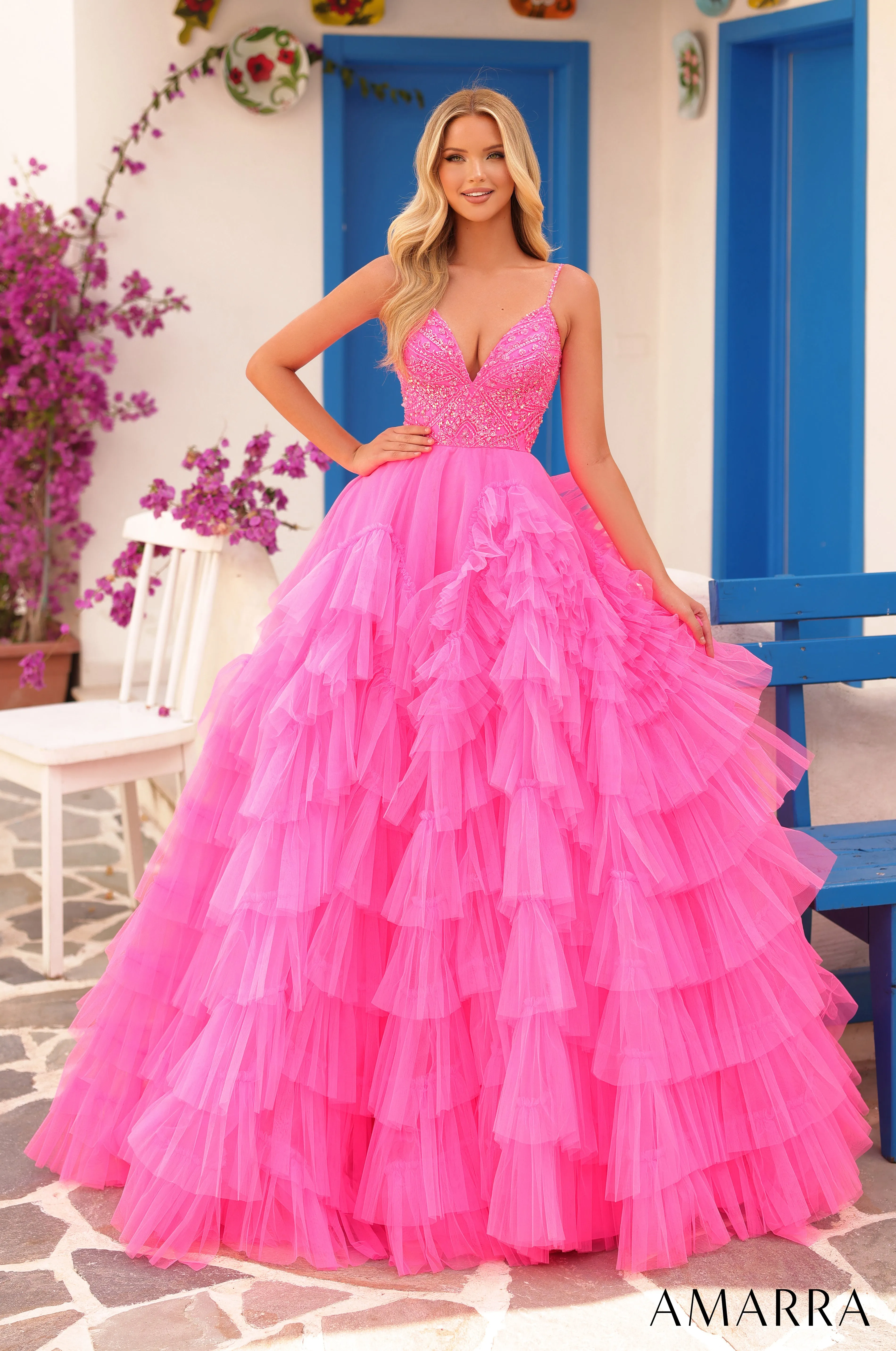 Sleeveless A-line Ruffled Gown by Amarra 88296