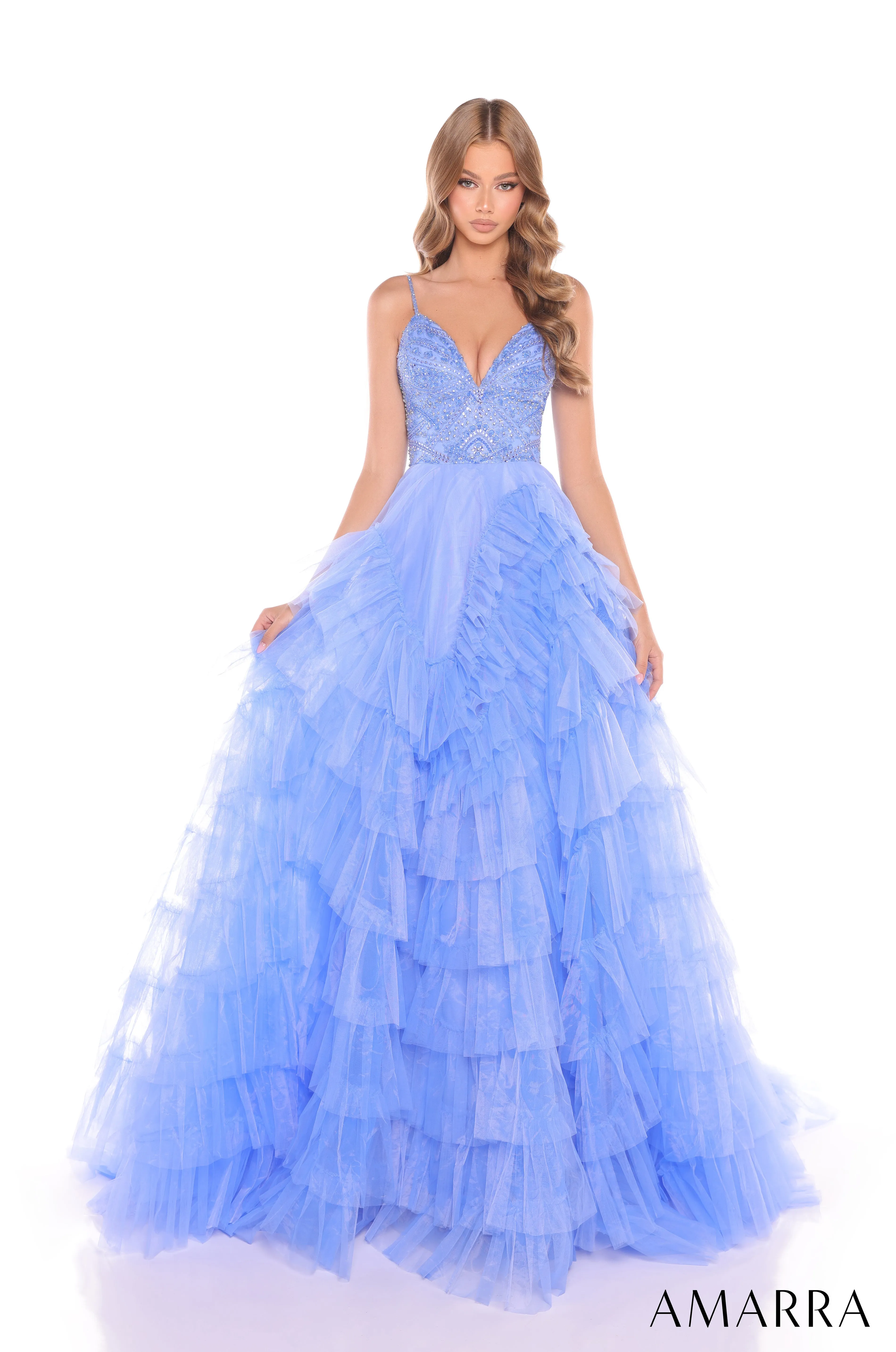 Sleeveless A-line Ruffled Gown by Amarra 88296