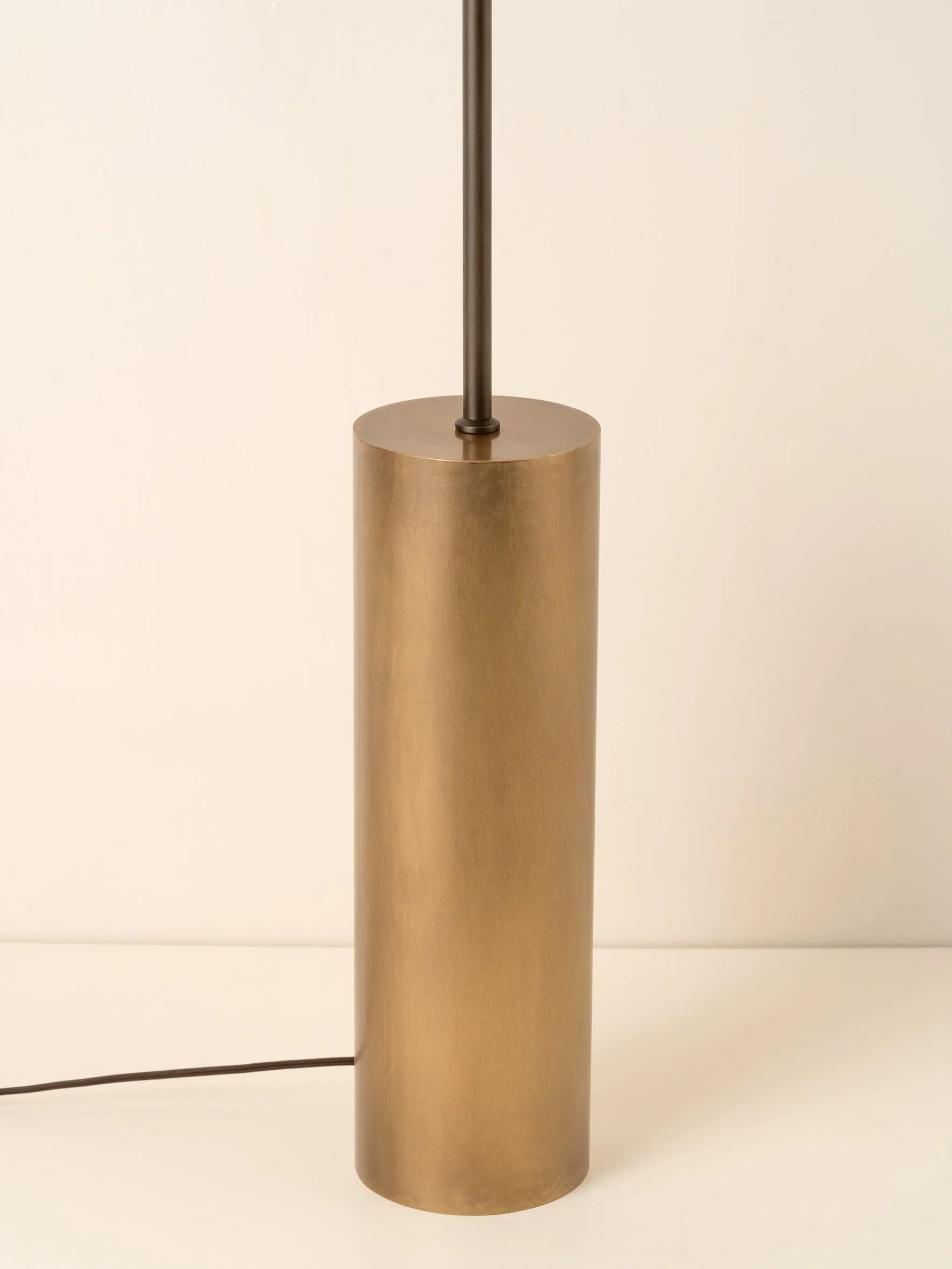 Solara - aged brass and layered natural linen floor lamp