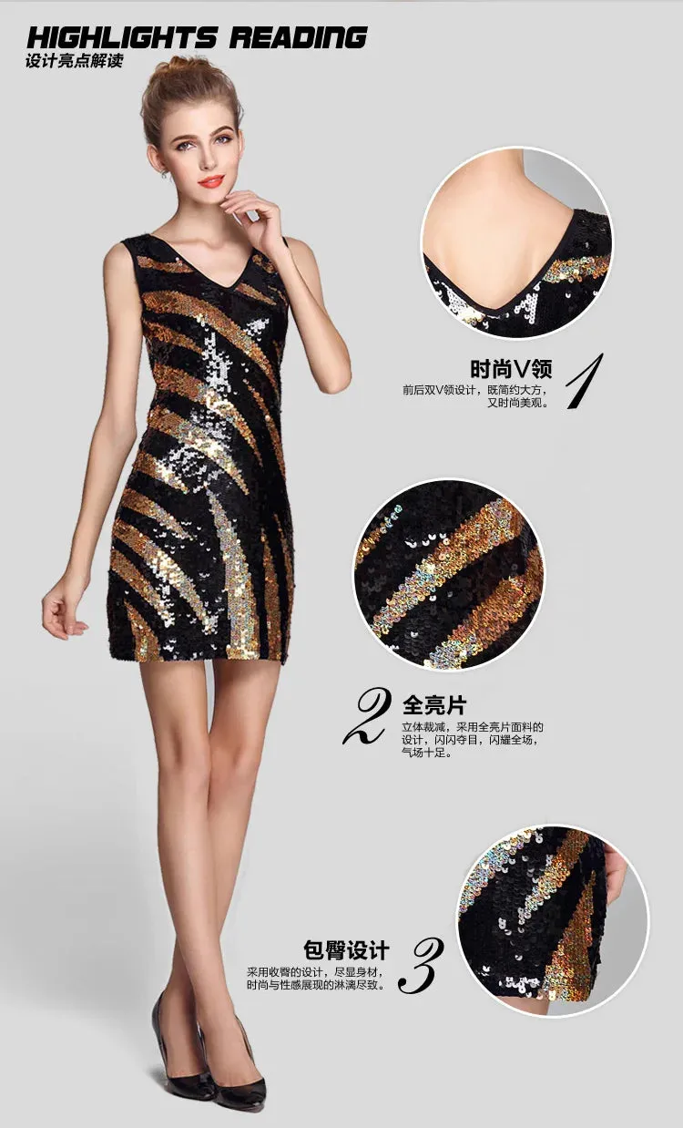 Stunning Gatsby Sequin Night Out Bodycon Mini Dress