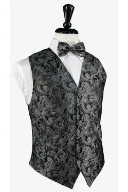 Tapestry Silk Tuxedo Vest  in (Silver) by Cristoforo Cardi