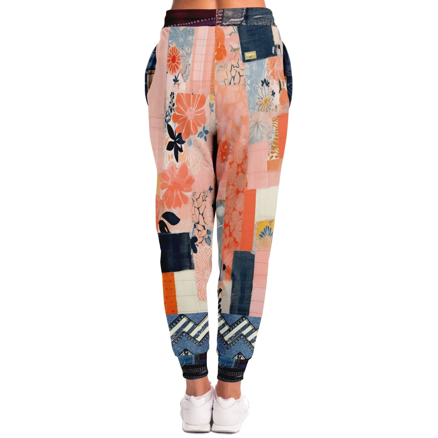 The Sultry Coed Pink Floral Patchwork Eco-Poly Unisex Joggers