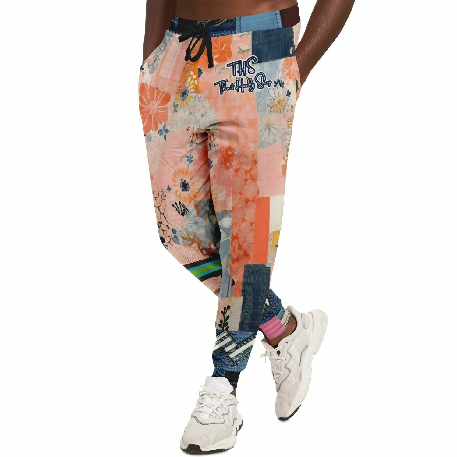 The Sultry Coed Pink Floral Patchwork Eco-Poly Unisex Joggers