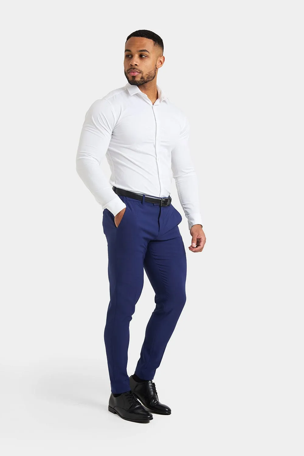 True Muscle Fit Tech Suit Trousers in Ink Blue