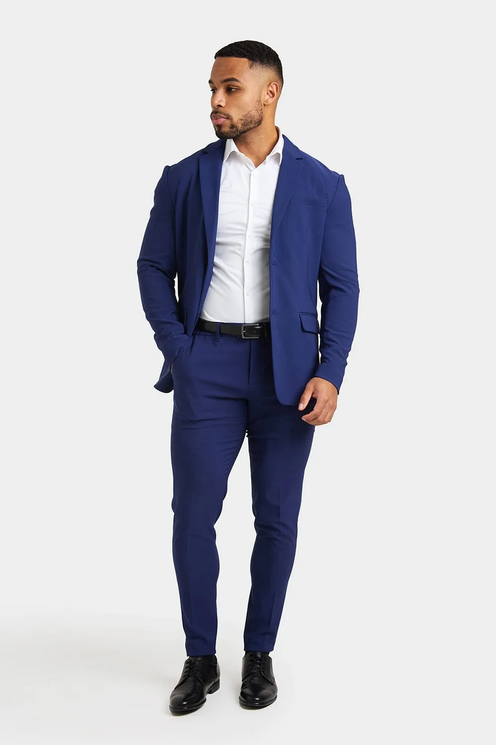 True Muscle Fit Tech Suit Trousers in Ink Blue