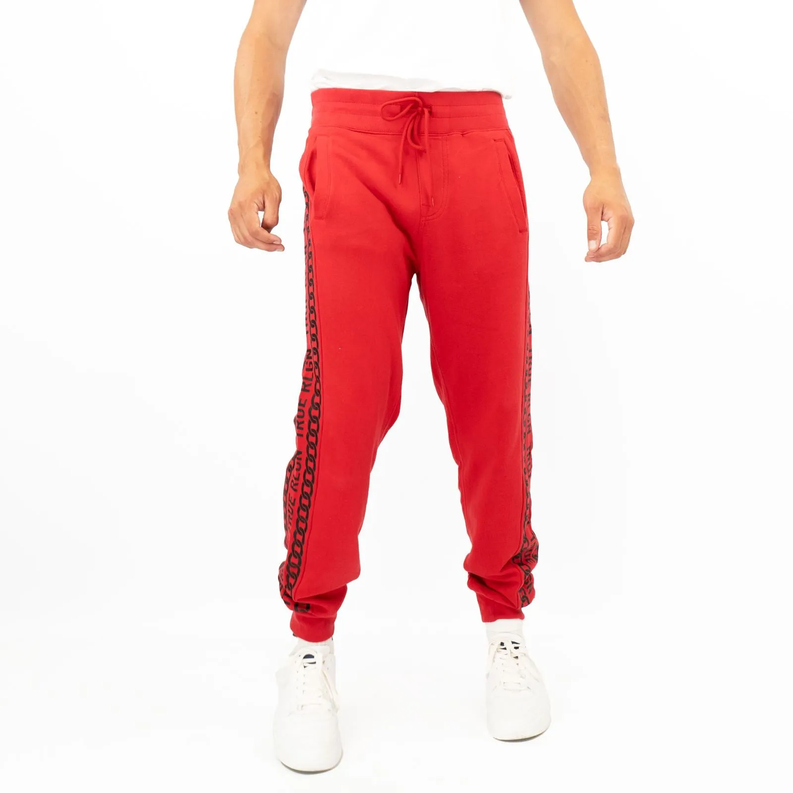 True Religion Mens Red Chain Detail Jogger Sweatpants