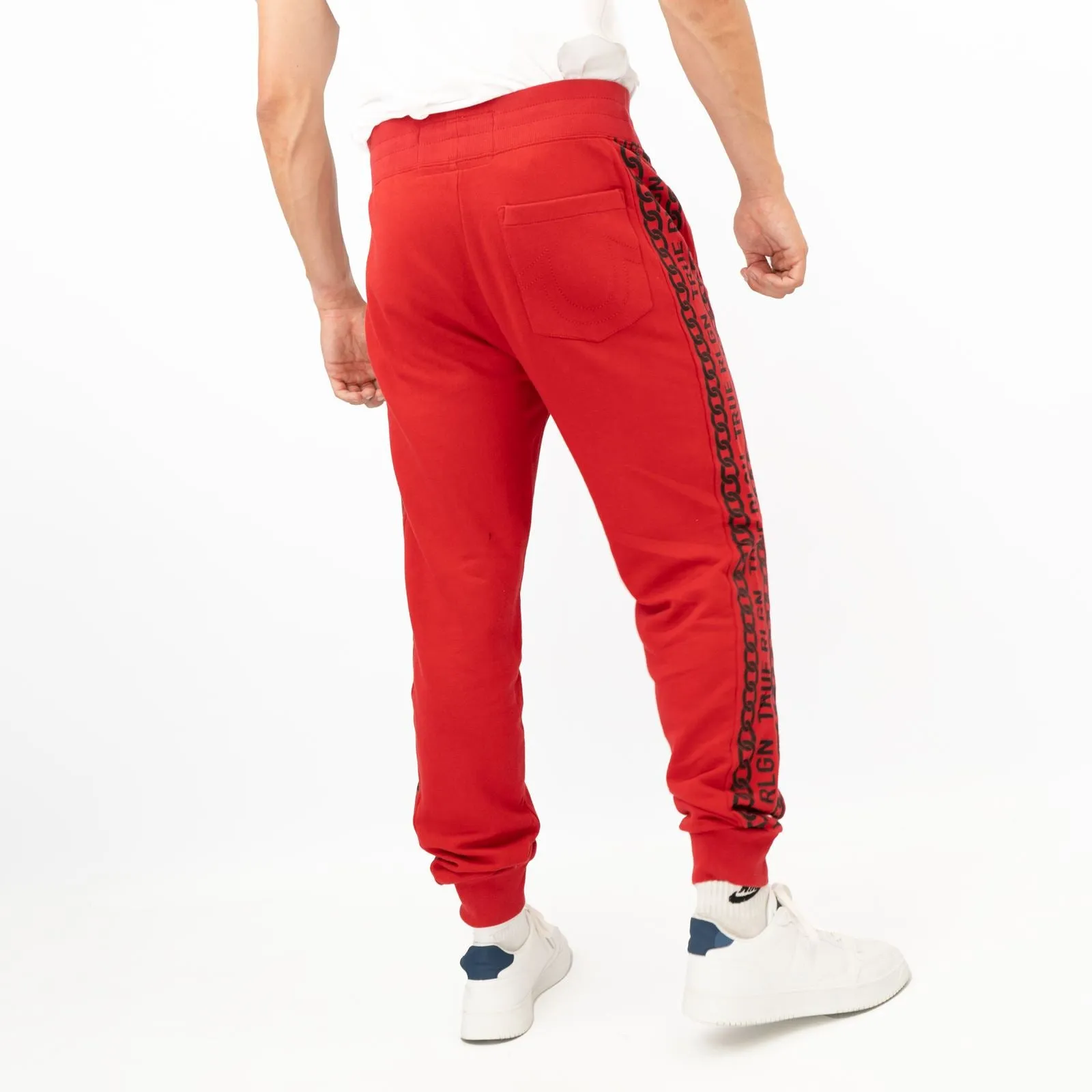 True Religion Mens Red Chain Detail Jogger Sweatpants