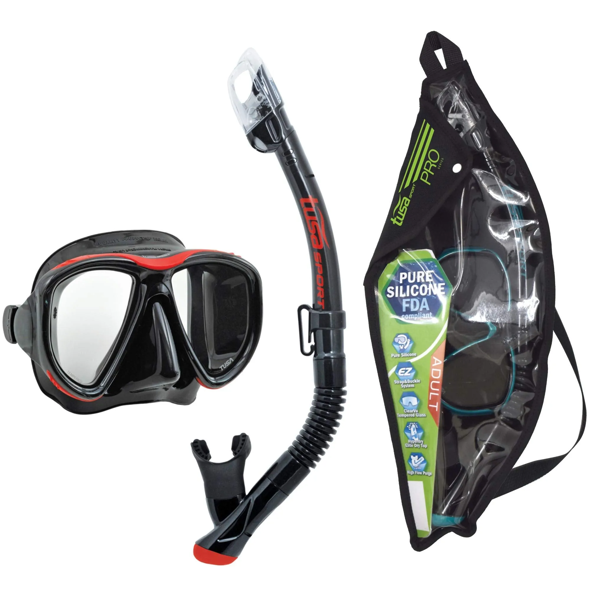 TUSA Sport Adult Powerview Mask and Dry Snorkel Combo