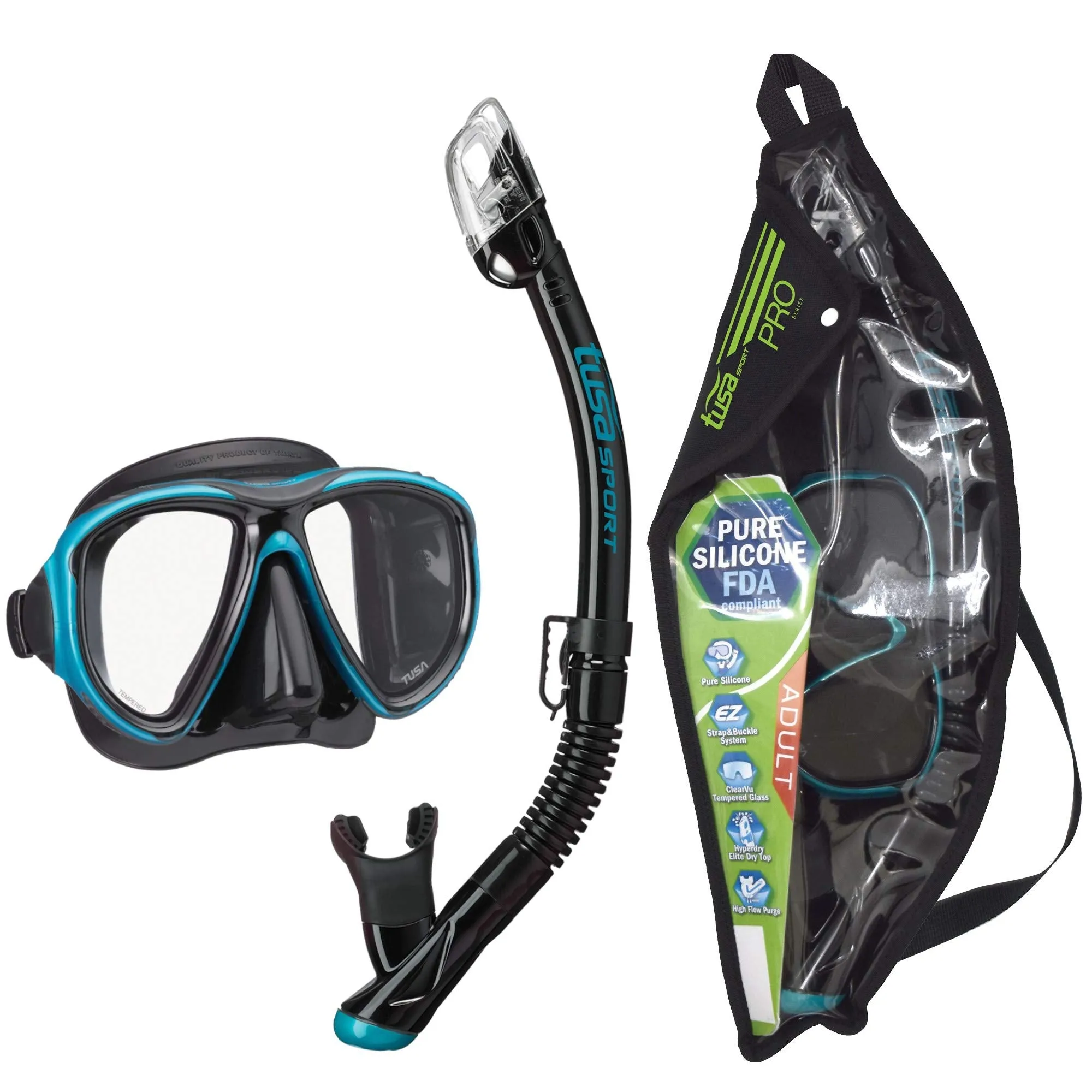 TUSA Sport Adult Powerview Mask and Dry Snorkel Combo