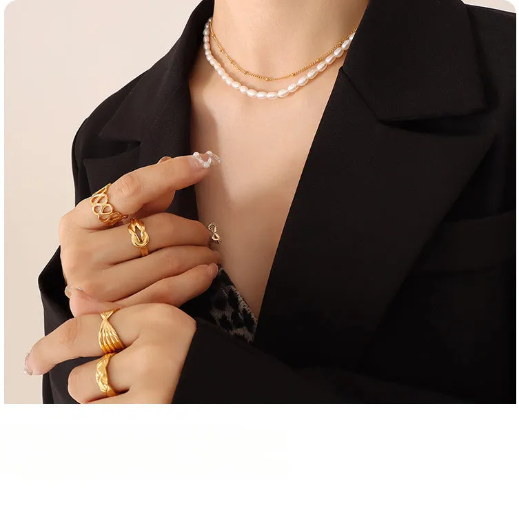 Two Layer Gold Chain Stacked Freshwater Pearl Necklace