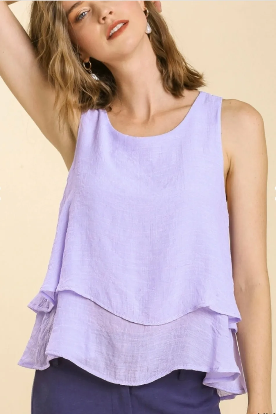 UMGEE Lilac sleevless layered top