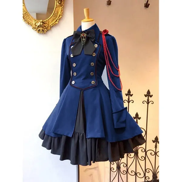 Vintage  Renaissance breasted large swing flounce mini dress | Long sleeves costume dress cosplay dress