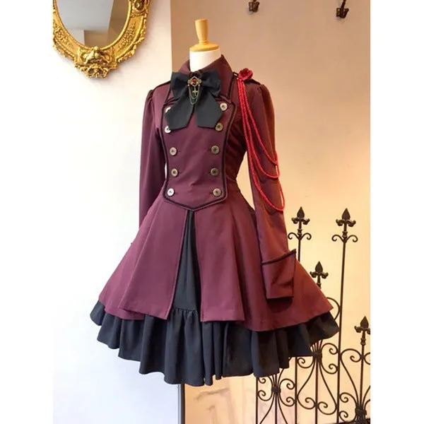 Vintage  Renaissance breasted large swing flounce mini dress | Long sleeves costume dress cosplay dress