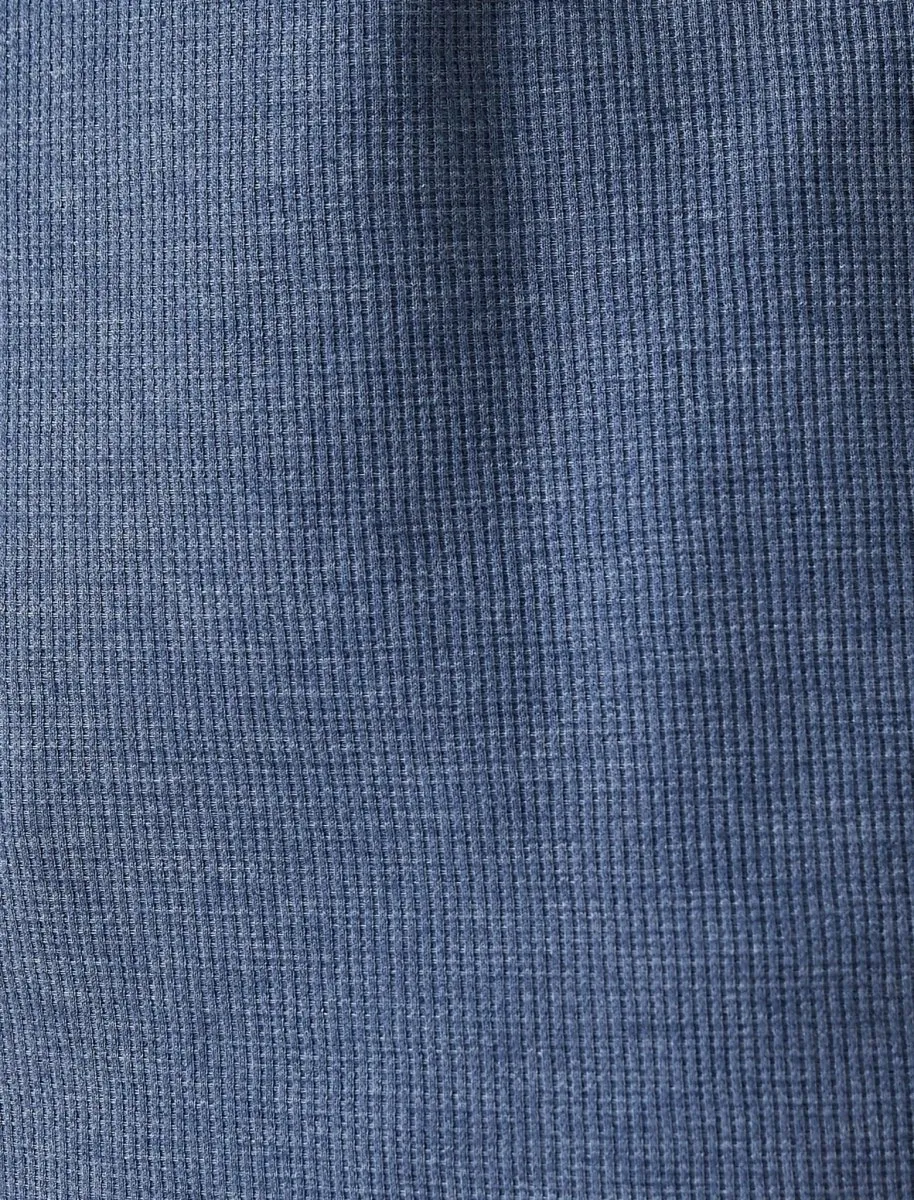 Waffle Henley SS T-shirt in Indigo