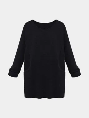 Wholesale Black Round Neck Long Sleeve Plain Shirt Dresses