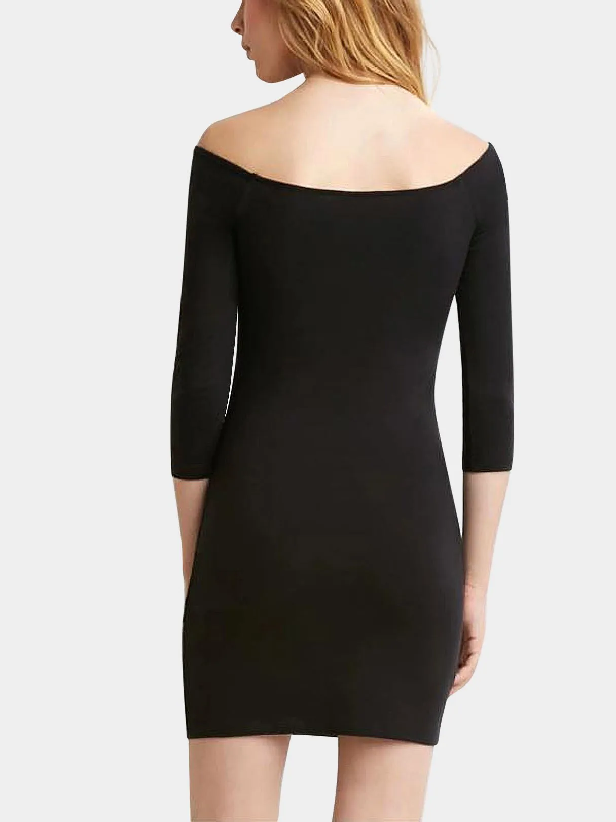 Wholesale Off The Shoulder Plain 3/4 Length Sleeve Black Dresses