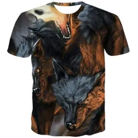 Wolf T shirts Men Animal Shirt Print Flame Tshirts Casual War T-shirts Graphic Vintage Tshirts Cool Short Sleeve T shirts Men