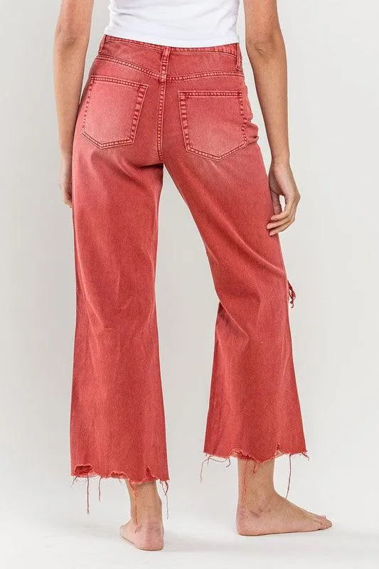 Womens 90s Vintage Crop Flare Jeans