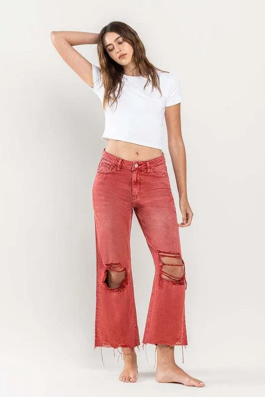 Womens 90s Vintage Crop Flare Jeans