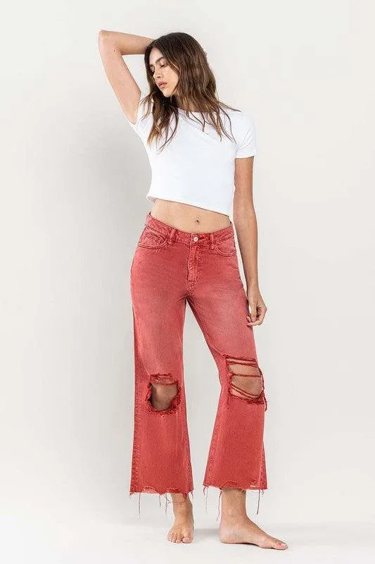 Womens 90s Vintage Crop Flare Jeans