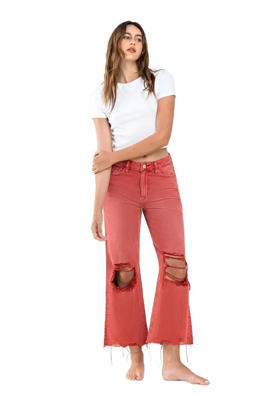 Womens 90s Vintage Crop Flare Jeans