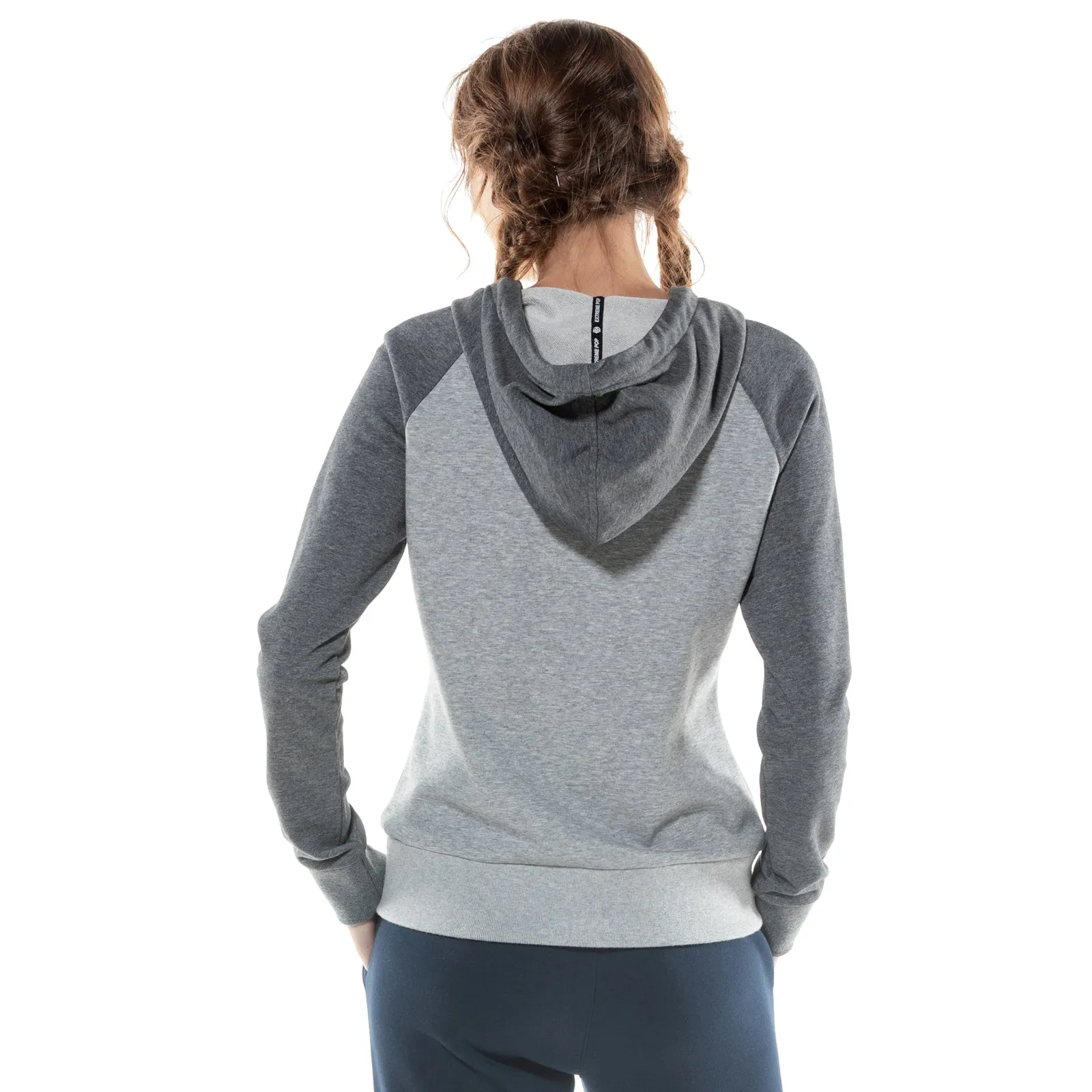 Women's Dip Dyed Raglan Hoodie Sweatshirt S M L XL Grey Navy