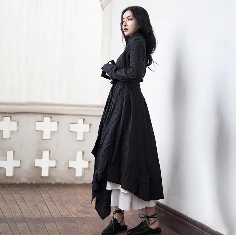 Women's Spring/Summer Cotton Long-Sleeve V-Neck Dress