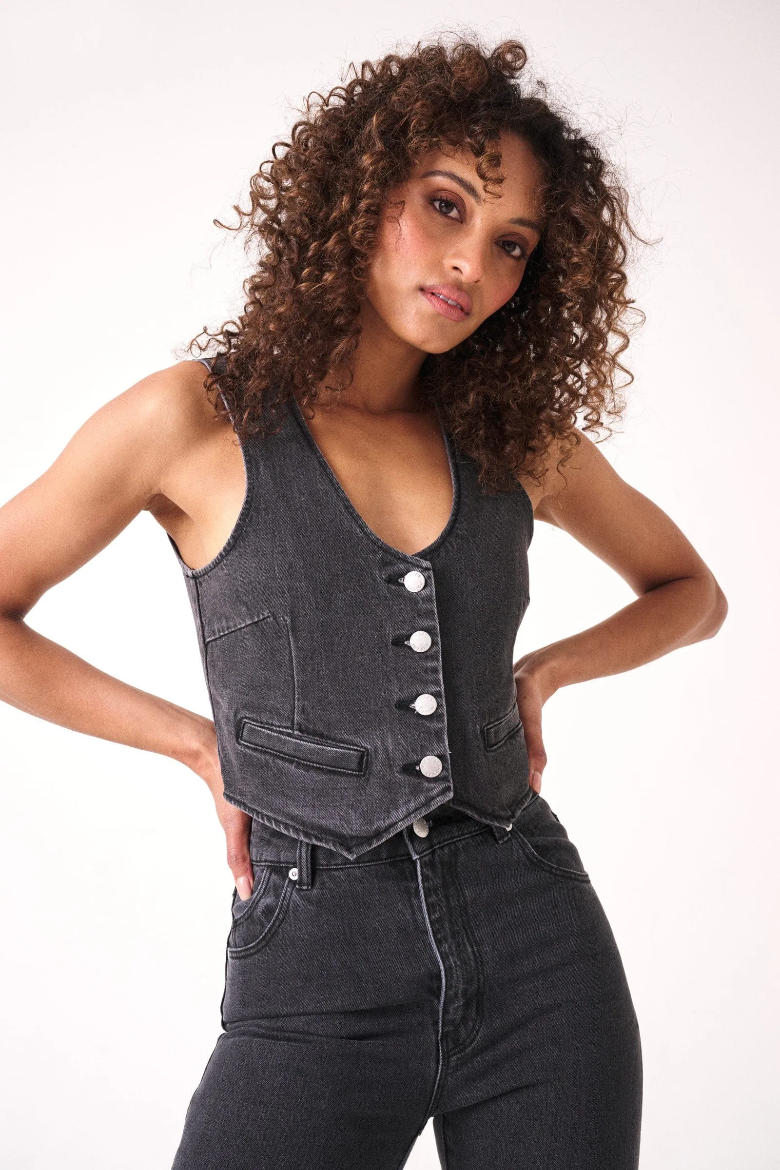 Worn Black Dallas Denim Vest